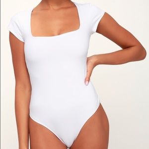 Free People Square Eyes White Bodysuit